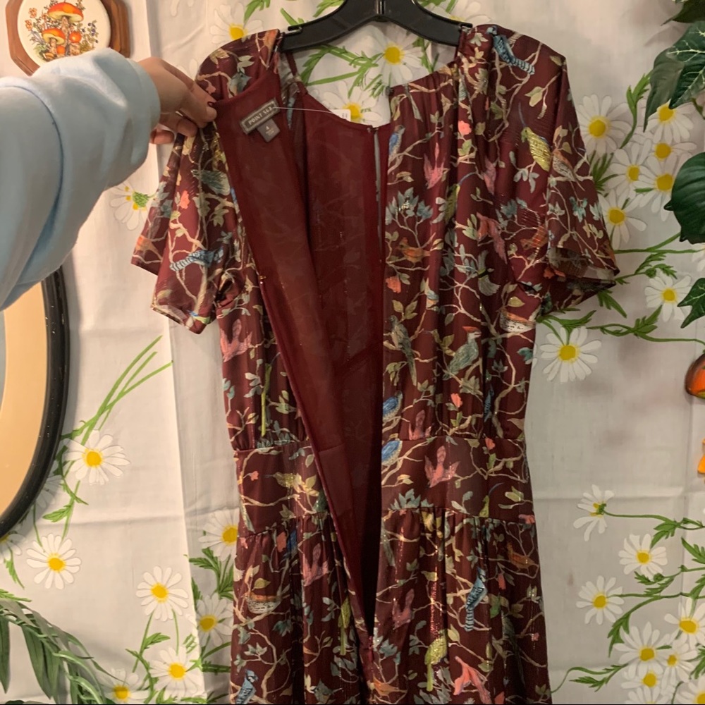 NWT J Crew brown gold bird menagerie maxi dress - Picture 8 of 9